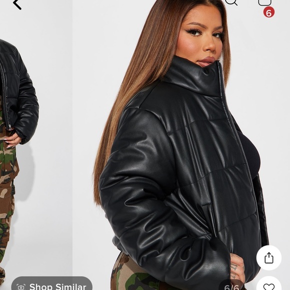 NEW!! Leather puffer jacket - Picture 3 of 5